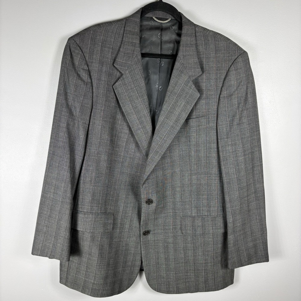 Christian Dior‎ Men's 44R Black Plaid Wool USA Two Button Ventless Blazer Union